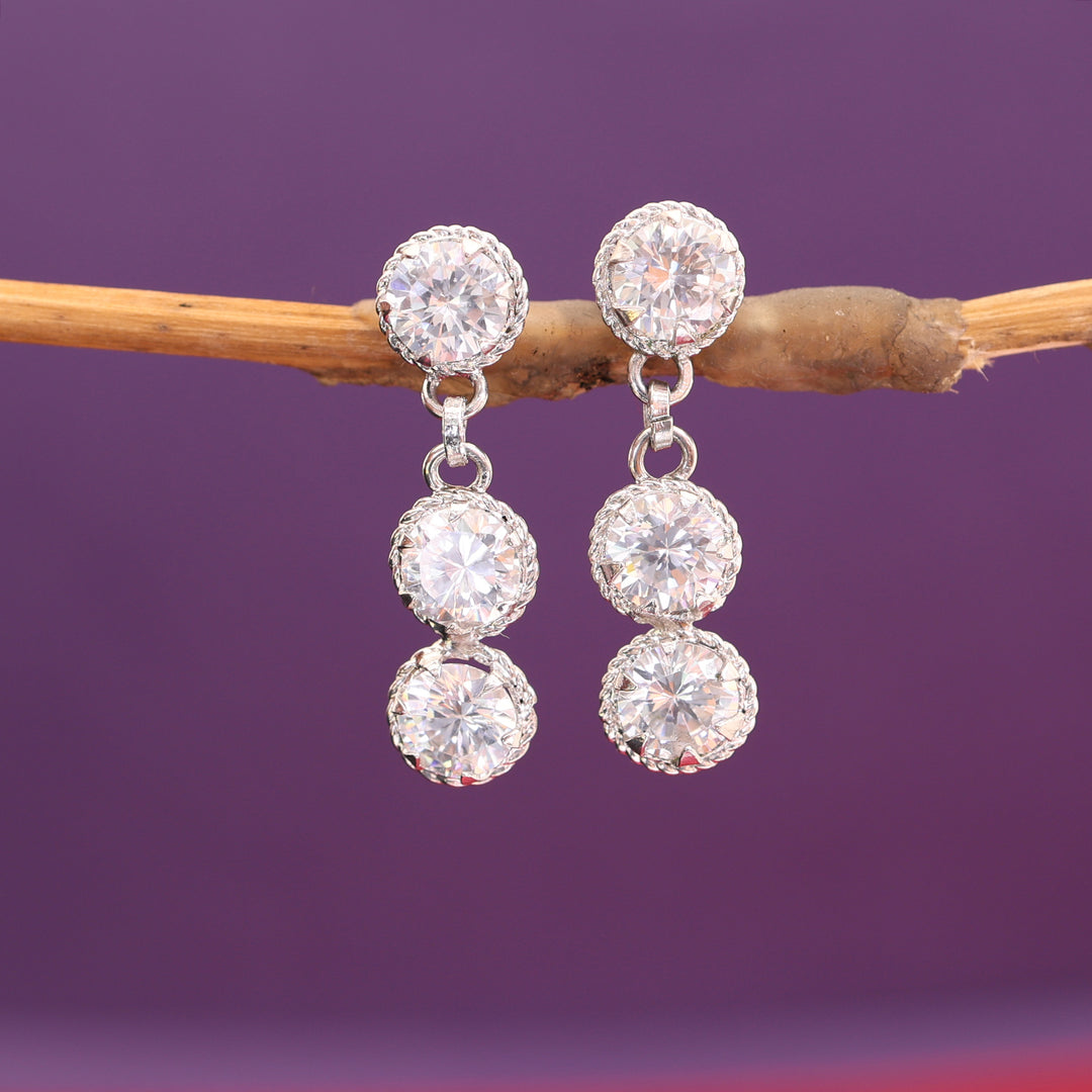 925 Silver Cubic Zirconia Dangle Earrings for Women | Gift