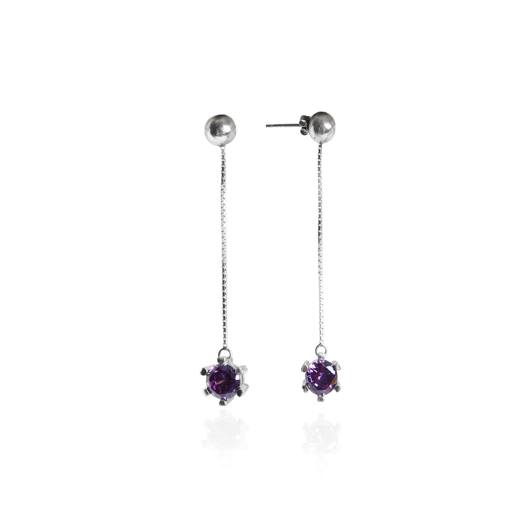 925 Silver Amethyst Drop Earrings | Purple Gemstone Jewelry