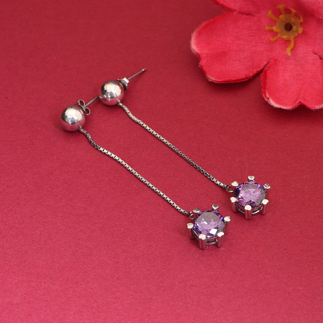 925 Silver Amethyst Drop Earrings | Purple Gemstone Jewelry