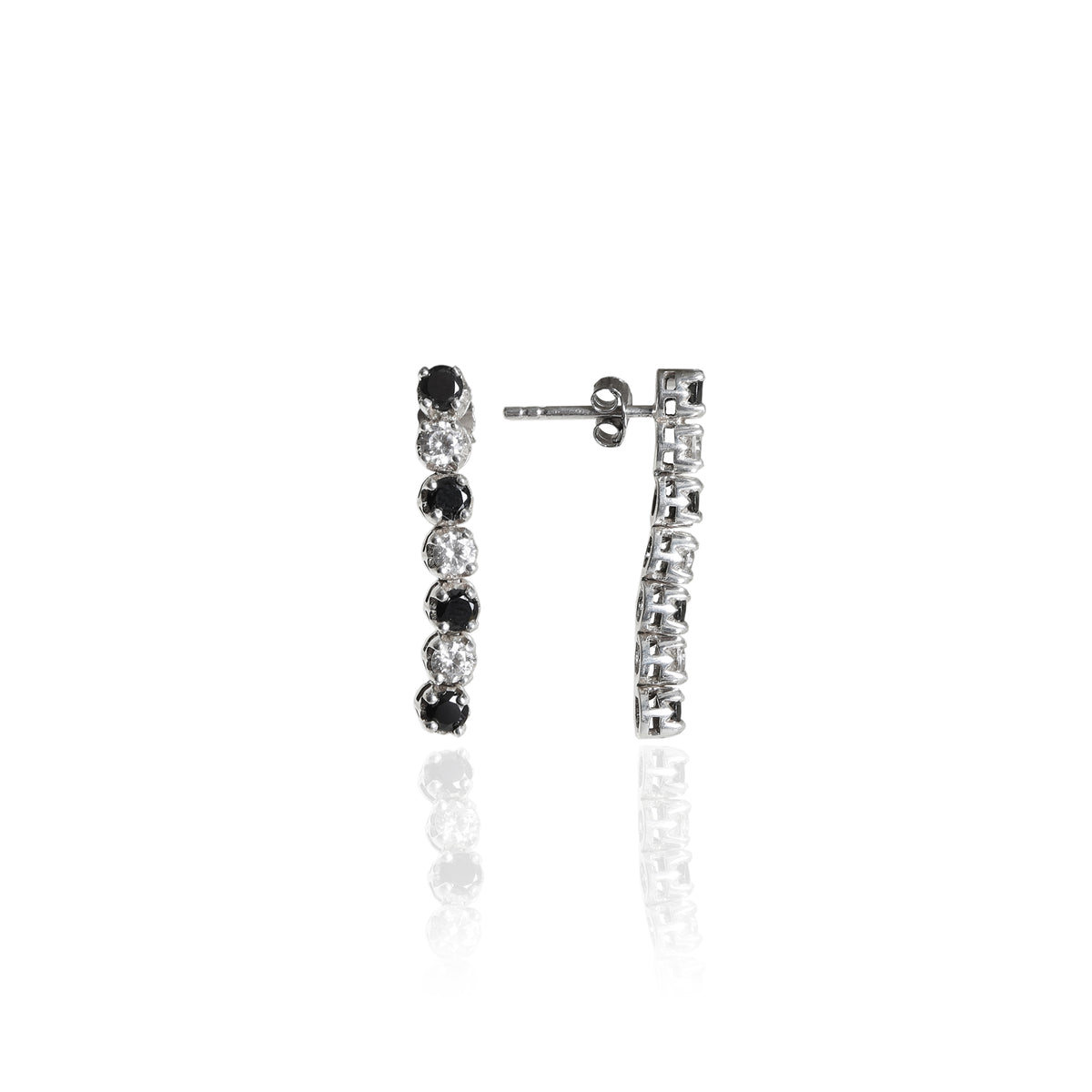 925 silver black & white stone drop earrings | for women