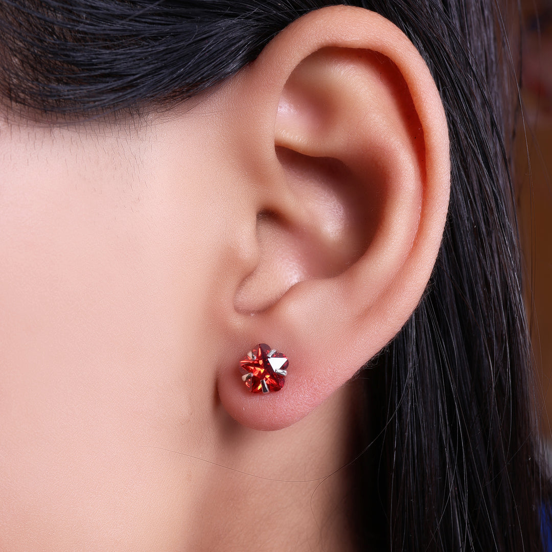 925 Silver Red Gemstone Stud Earrings for Women | Gift Jewelry| High Polish