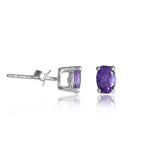 Load image into Gallery viewer, Silver Amethyst Stud Earrings for Women | Gemstone Jewelry
