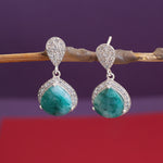 Load image into Gallery viewer, 925 Silver Teardrop Emerald Earrings | Dangle Earrings for Women

