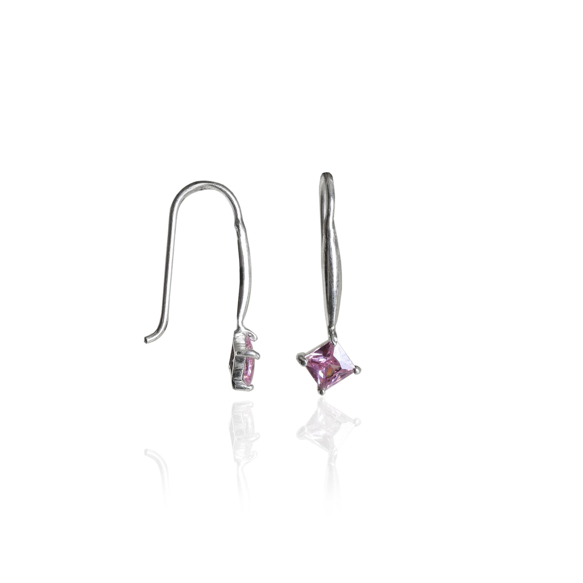 925 silver pink square stone earrings for women | gift