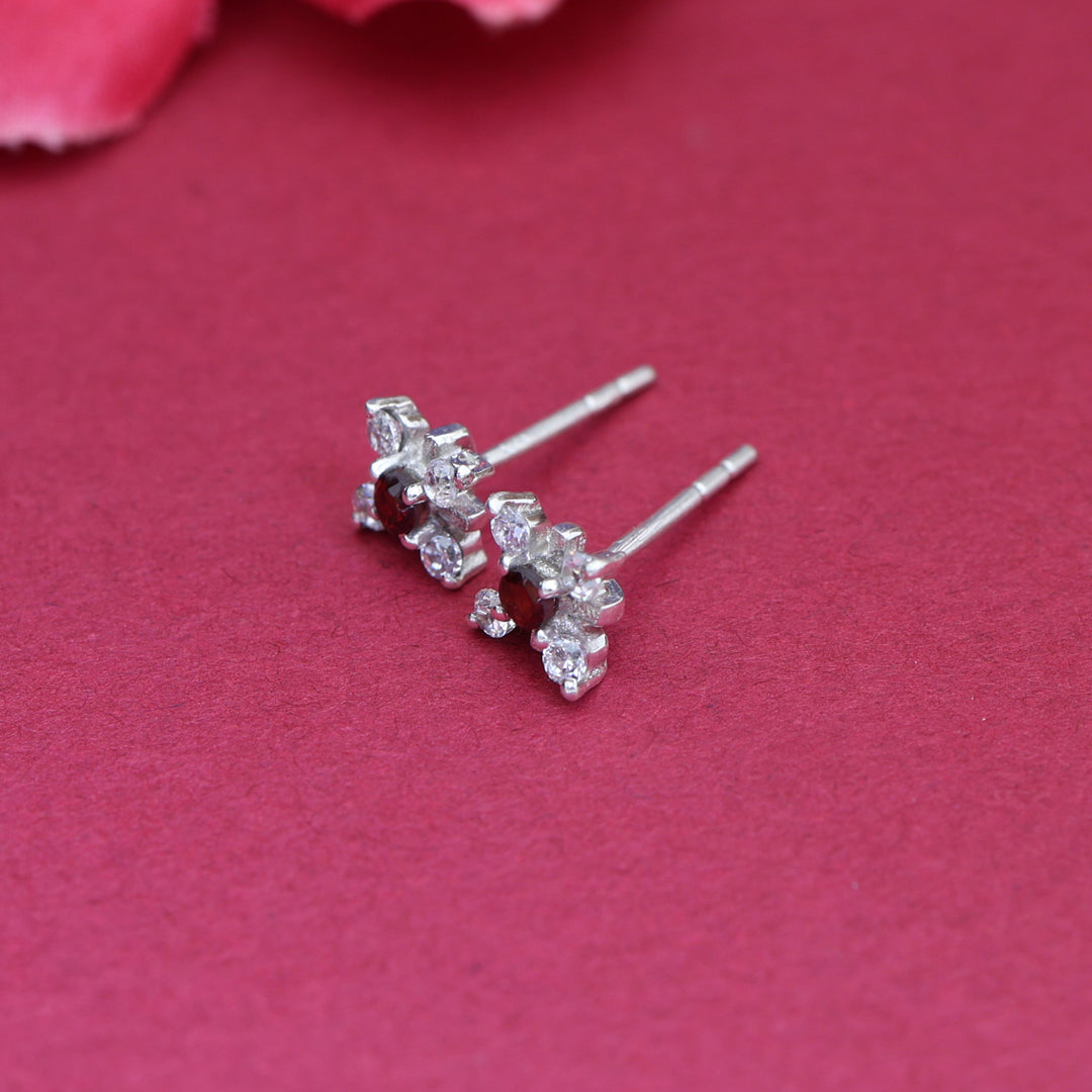 925 Silver Red Gemstone Stud Earrings for Women | Gift