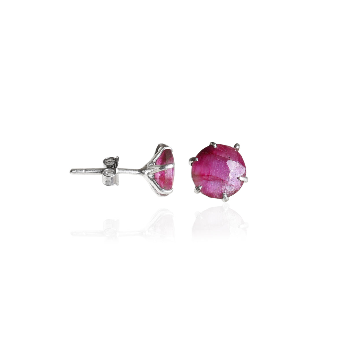Ruby stud earrings in silver | gemstone jewelry for women