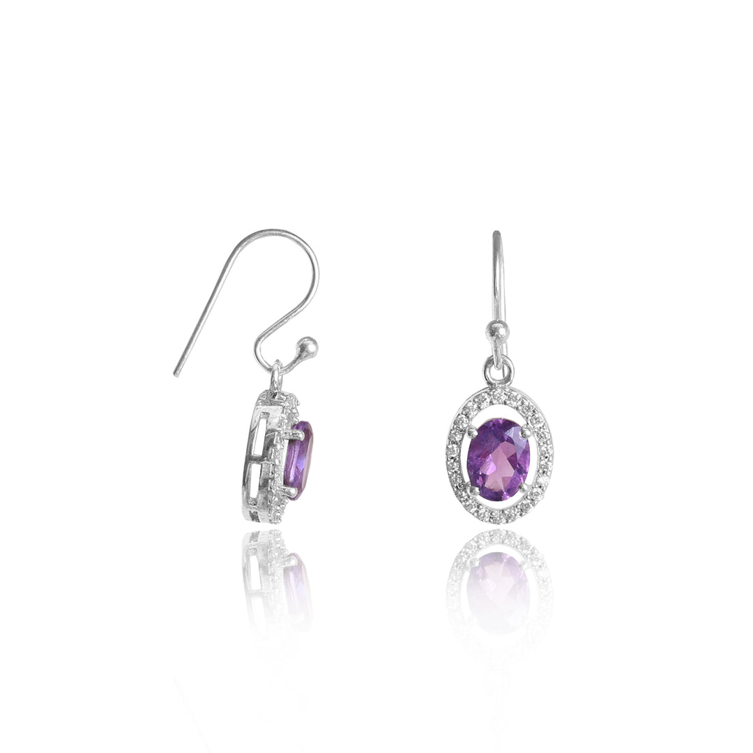 925 Silver Amethyst Drop Earrings for Women | Gemstone Jewelry