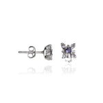 Load image into Gallery viewer, 925 Silver Flower Stud Earrings with Purple Gemstone | Gift
