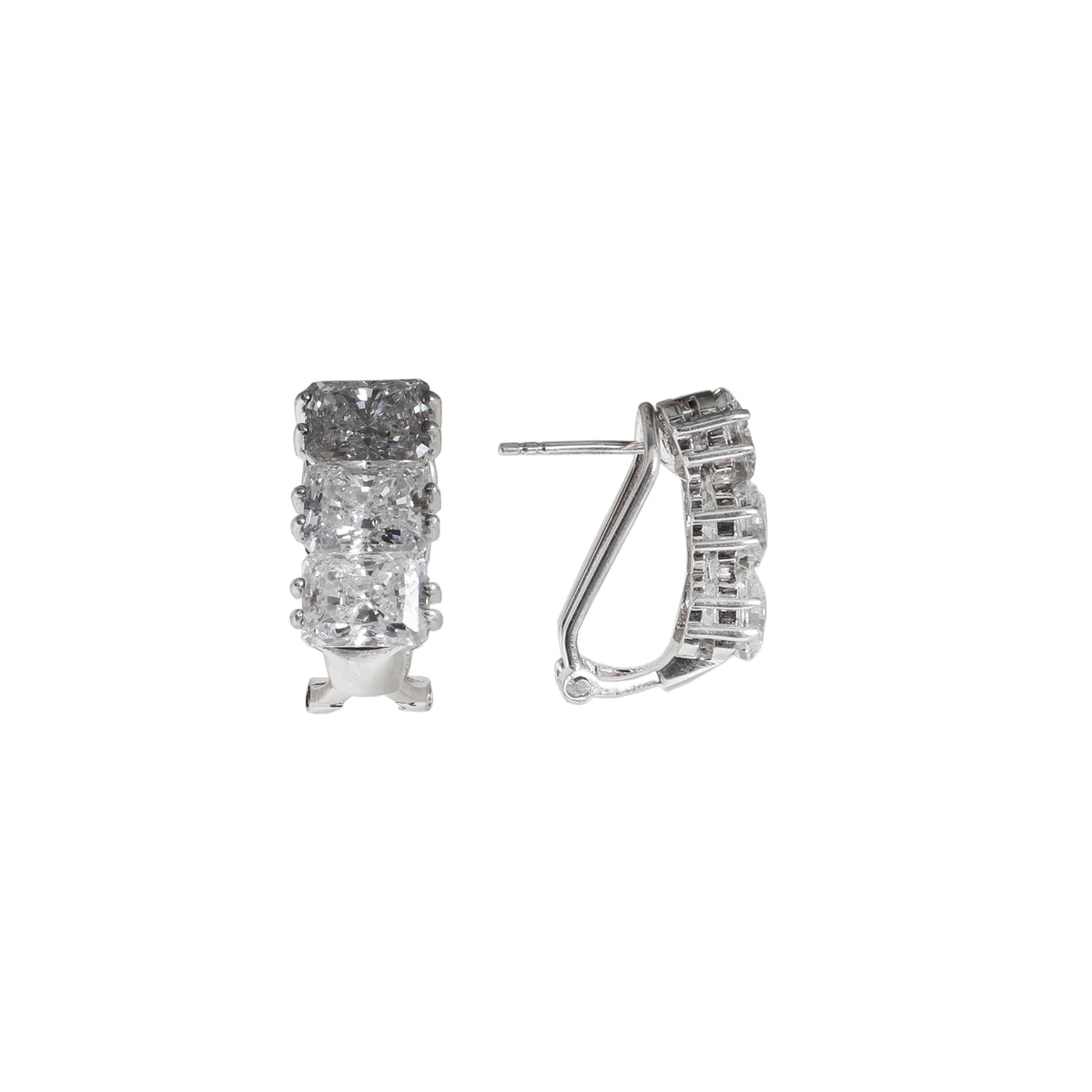 Silver cubic zirconia leverback earrings | elegant women's jewelry