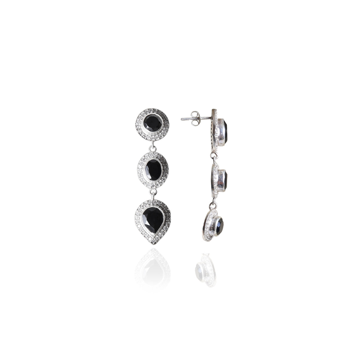 925 silver black gemstone dangle earrings | for women | gift