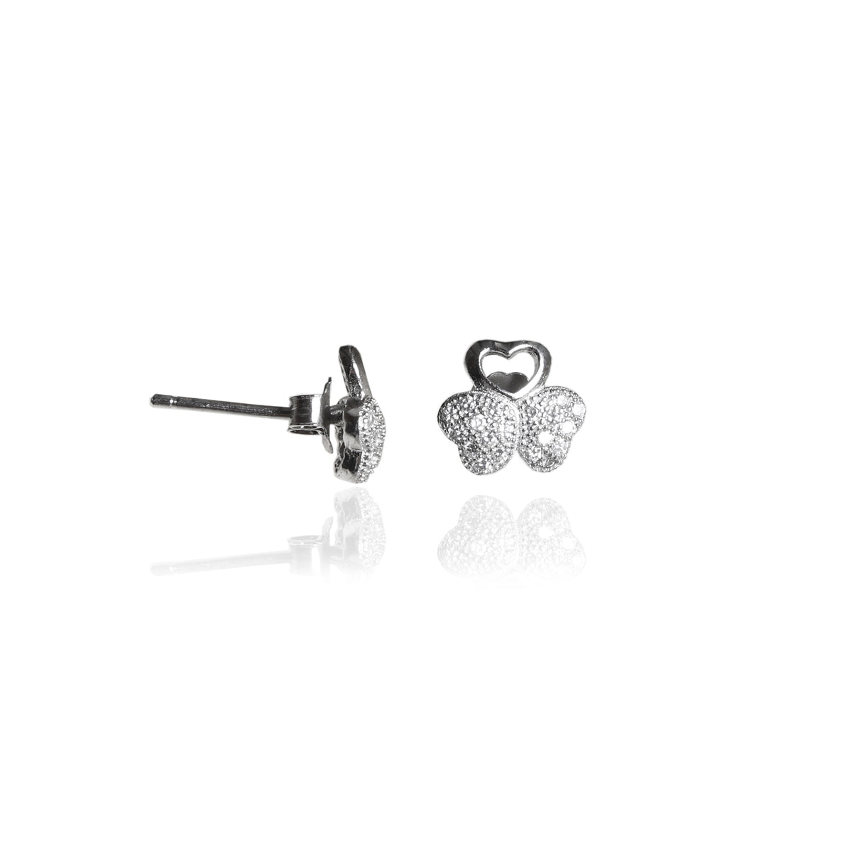 925 silver cubic zirconia clover stud earrings for women | gift