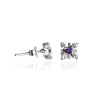 Load image into Gallery viewer, 925 Silver Stud Earrings with Purple Gemstones | For Women
