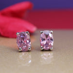 Load image into Gallery viewer, Pink Sapphire Stud Earrings in Sterling Silver | For Women
