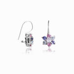 Load image into Gallery viewer, Pendientes de flores de plata con piedras preciosas multicolores para mujer
