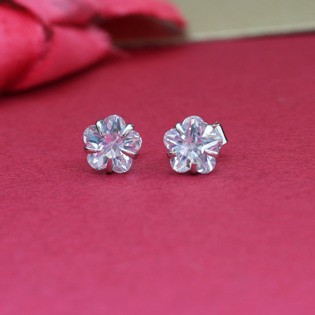 Silver Stud Earrings with Clear Cubic Zirconia | Women's Jewelry Gift