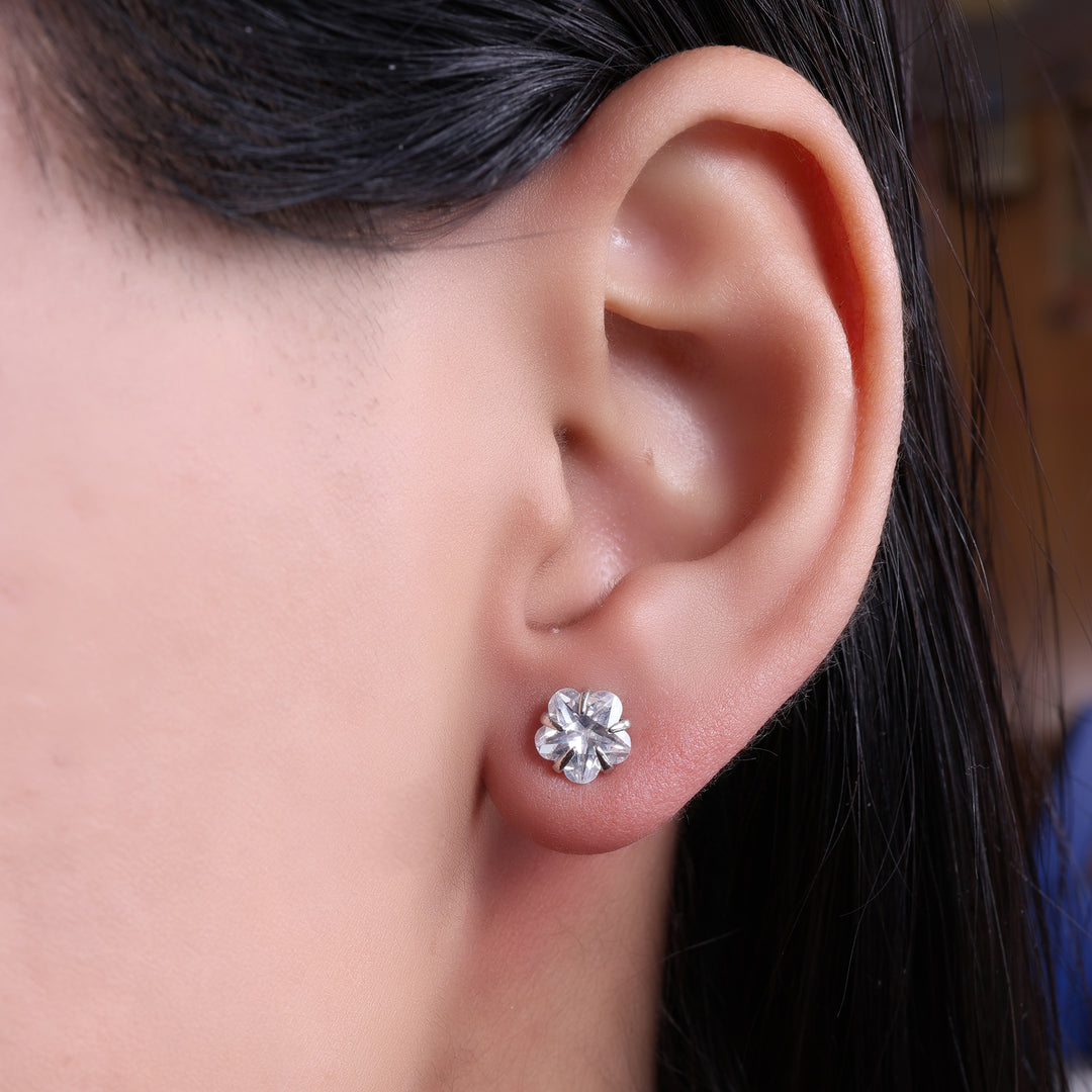 Silver Stud Earrings with Clear Cubic Zirconia | Women's Jewelry Gift