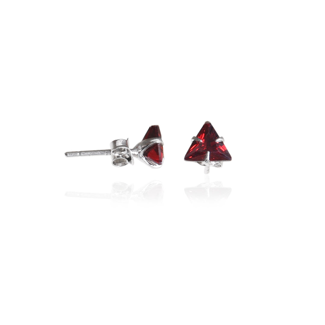 925 Silver Garnet Trillion Stud Earrings for Women | Gift