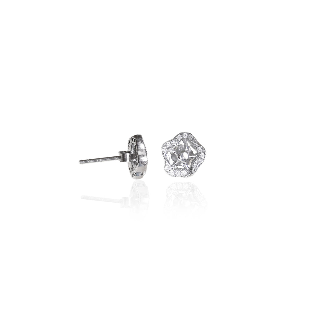 Pendientes de flor de plata 925 | Talla diamante | Regalo para mujer