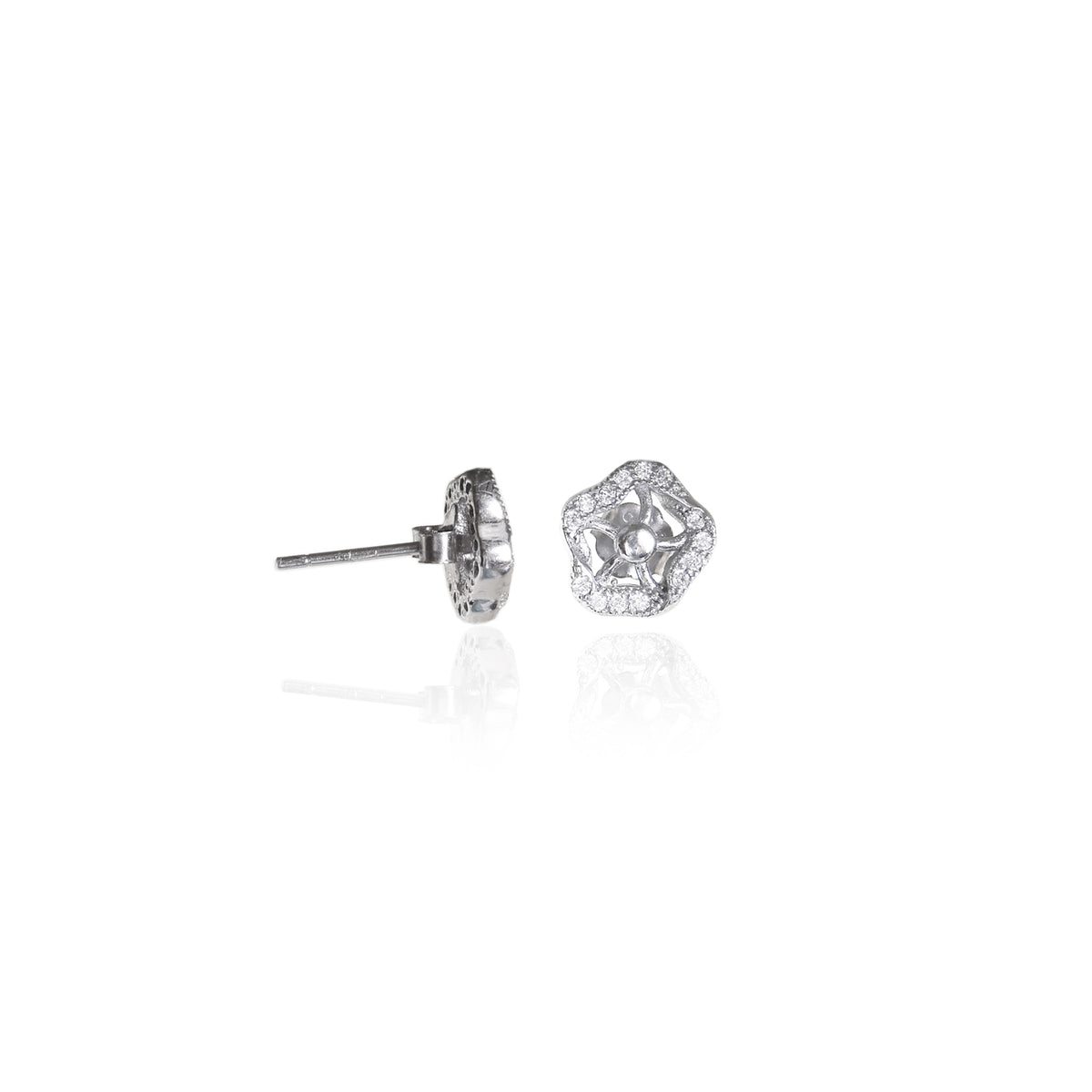 925 silver flower stud earrings | diamond cut | women's gift