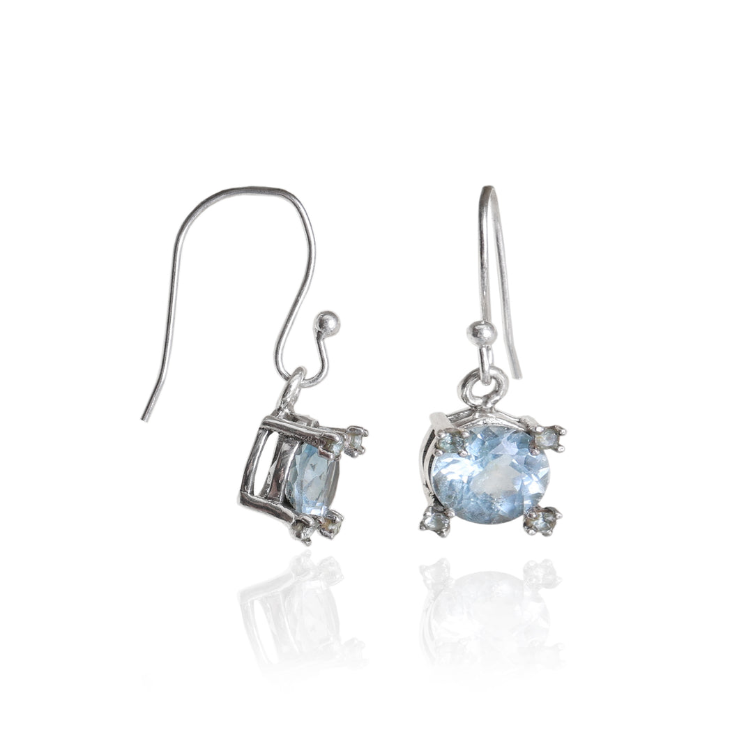 925 Silver Blue Topaz Earrings | Dangle Drop for Women