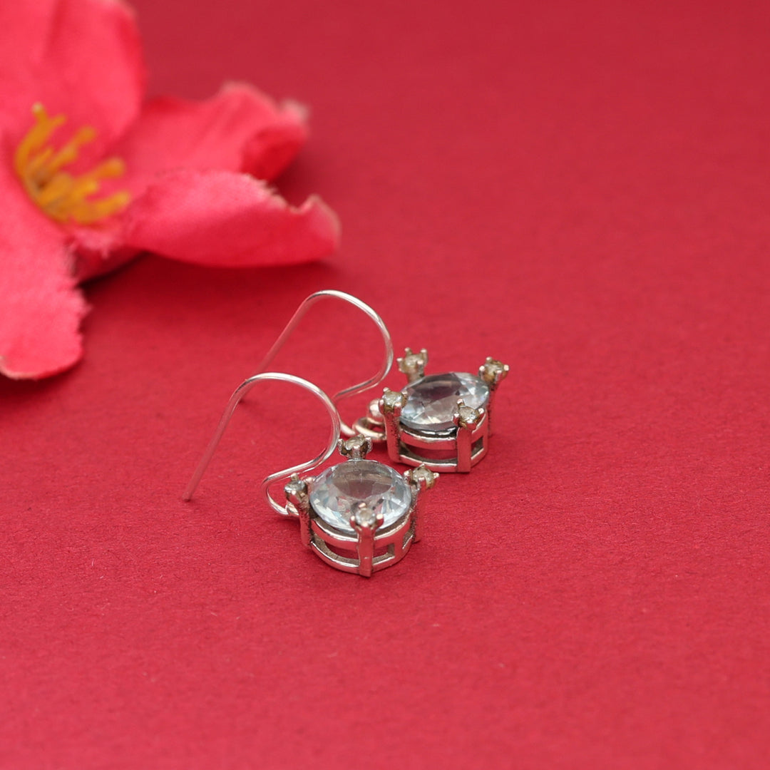 925 Silver Blue Topaz Earrings | Dangle Drop for Women