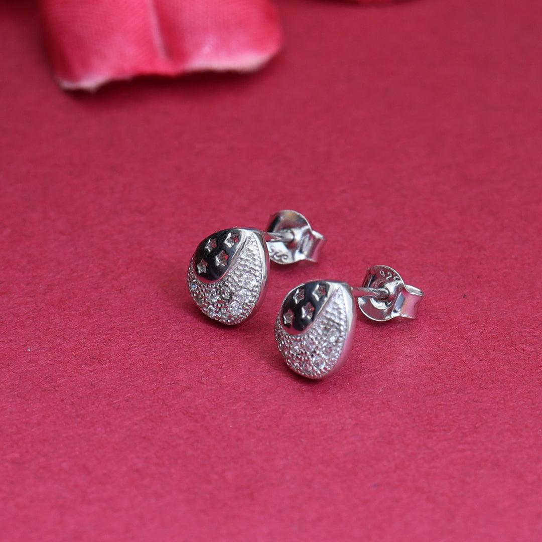 925 Silver Moon & Star Stud Earrings | Cubic Zirconia Gift