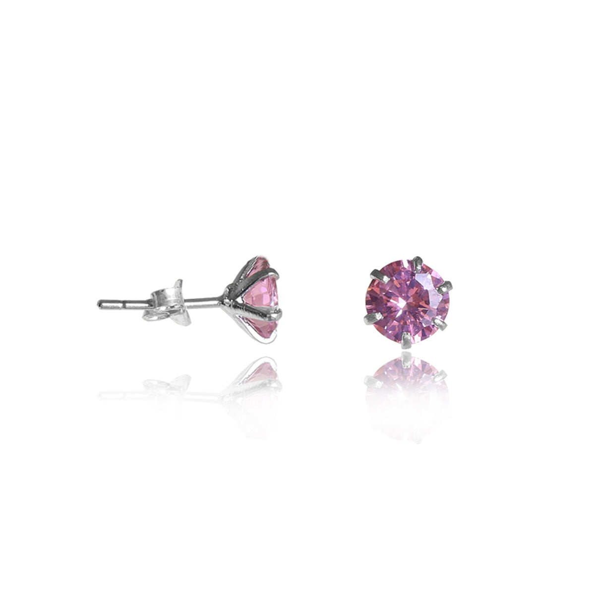 Silver pink stud earrings | cubic zirconia | women's jewelry gift