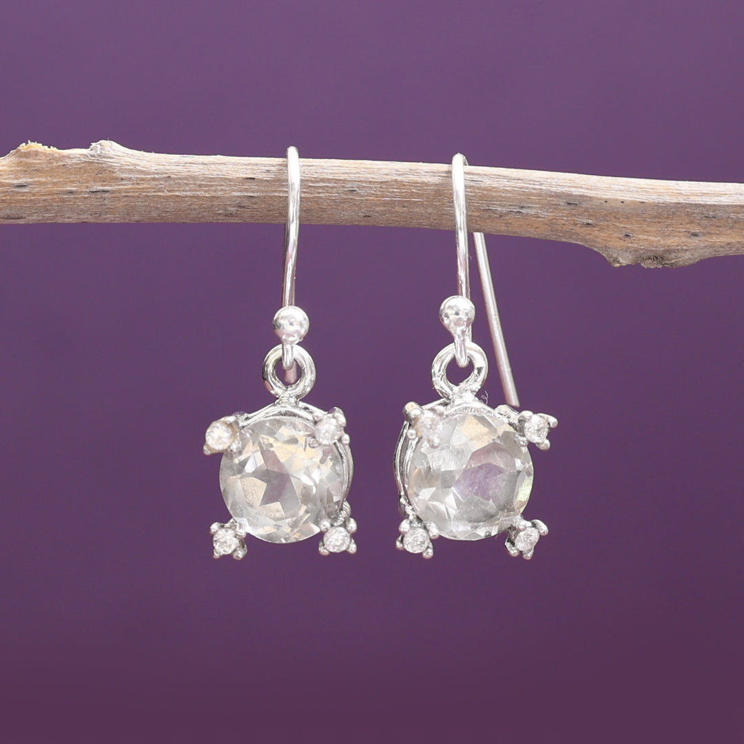 Silver Amethyst Dangle Earrings for Women | Gemstone Jewelry
