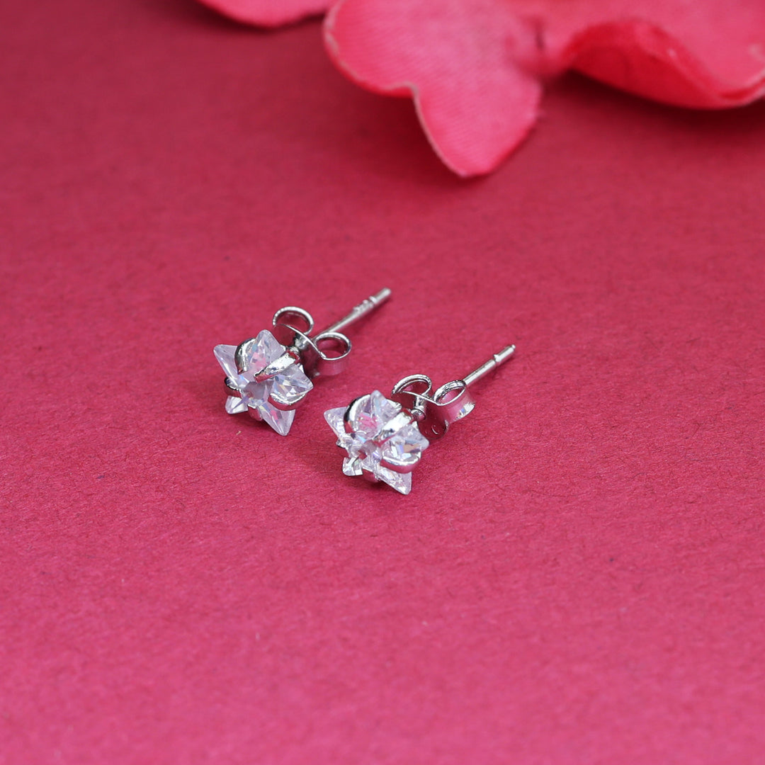 925 Sterling Silver Star Stud Earrings | Cubic Zirconia | For Women