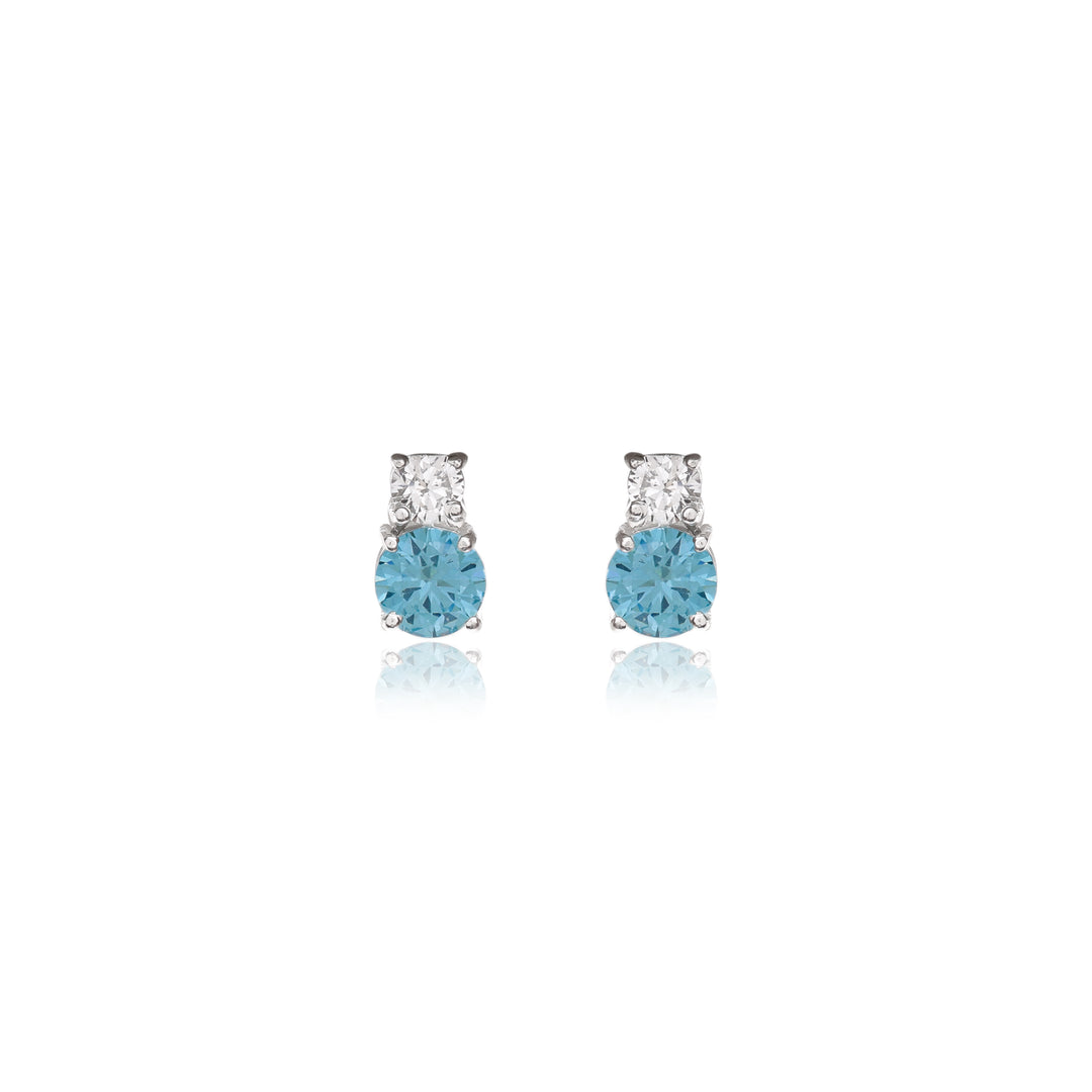 Silver Aquamarine Stud Earrings for Women | Gift Jewelry