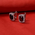Load image into Gallery viewer, Red Gemstone Stud Earrings in Sterling Silver | For Women

