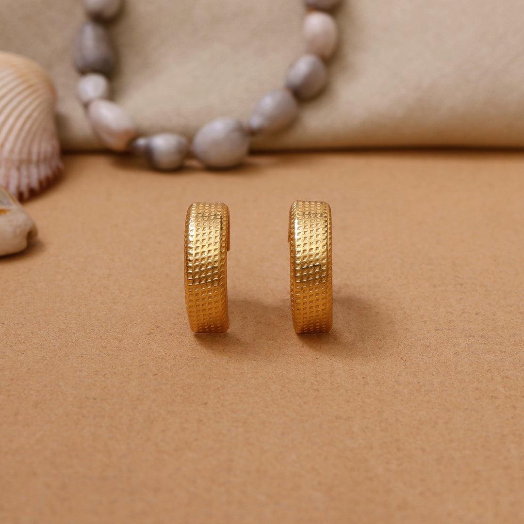 Gold Textured Rectangular Earrings for Women | Daily Wear