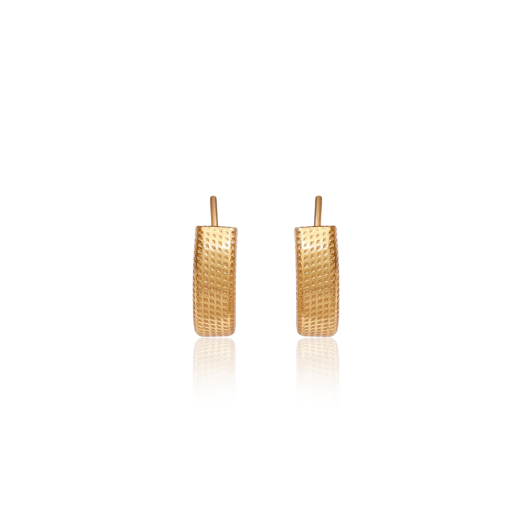 Gold Textured Rectangular Earrings for Women | Daily Wear