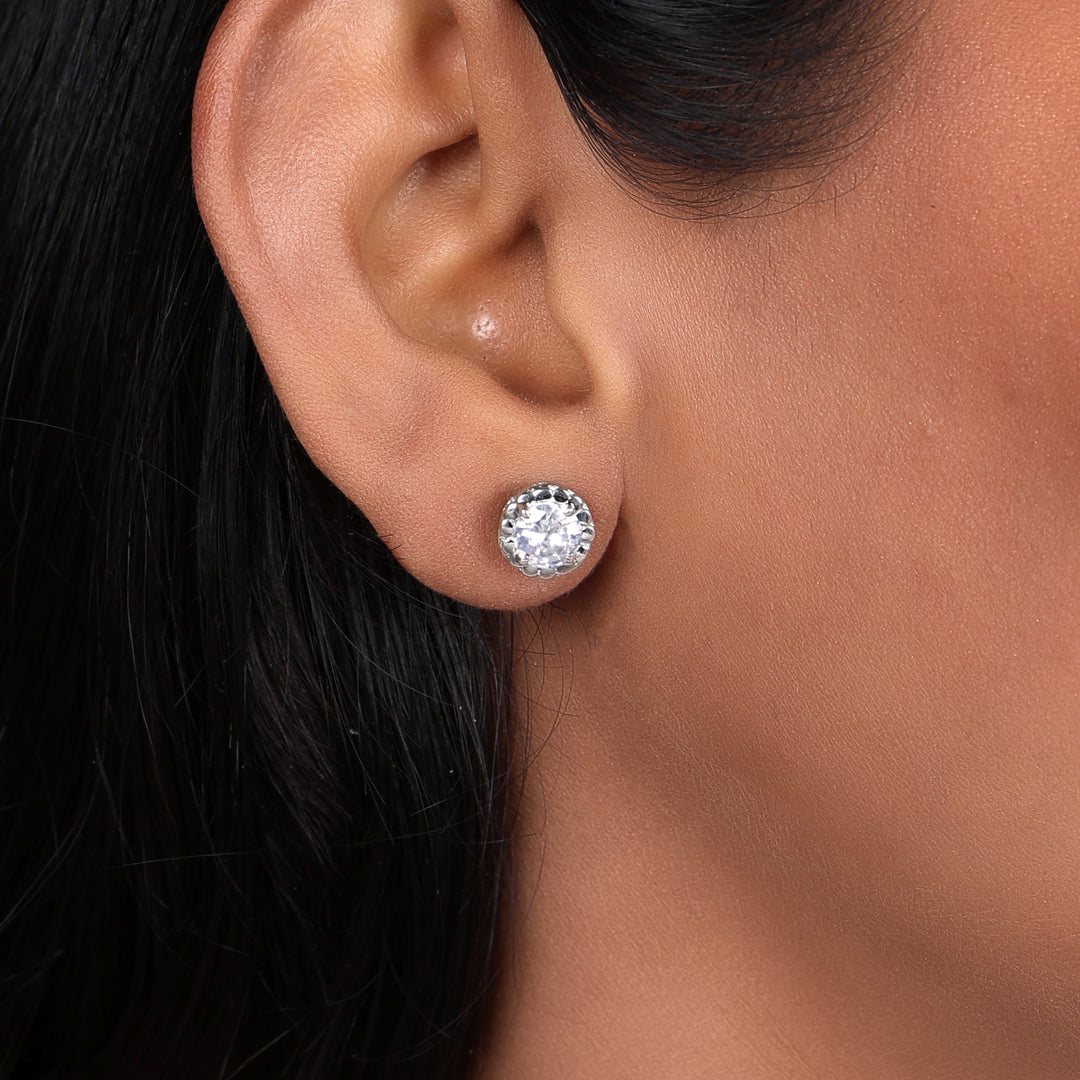 925 Silver Cubic Zirconia Stud Earrings | Women's Jewelry Gift