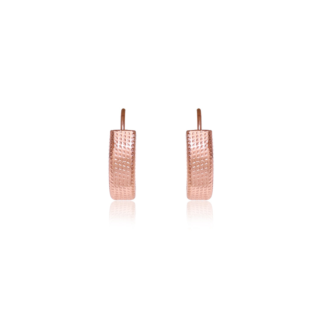 Rose Gold Textured Hoop Earrings for Women | Daily Wear