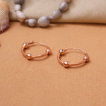 Load image into Gallery viewer, Rose Gold Hoop Earrings with Ball Charm | Women&#39;s Jewelry Gift
