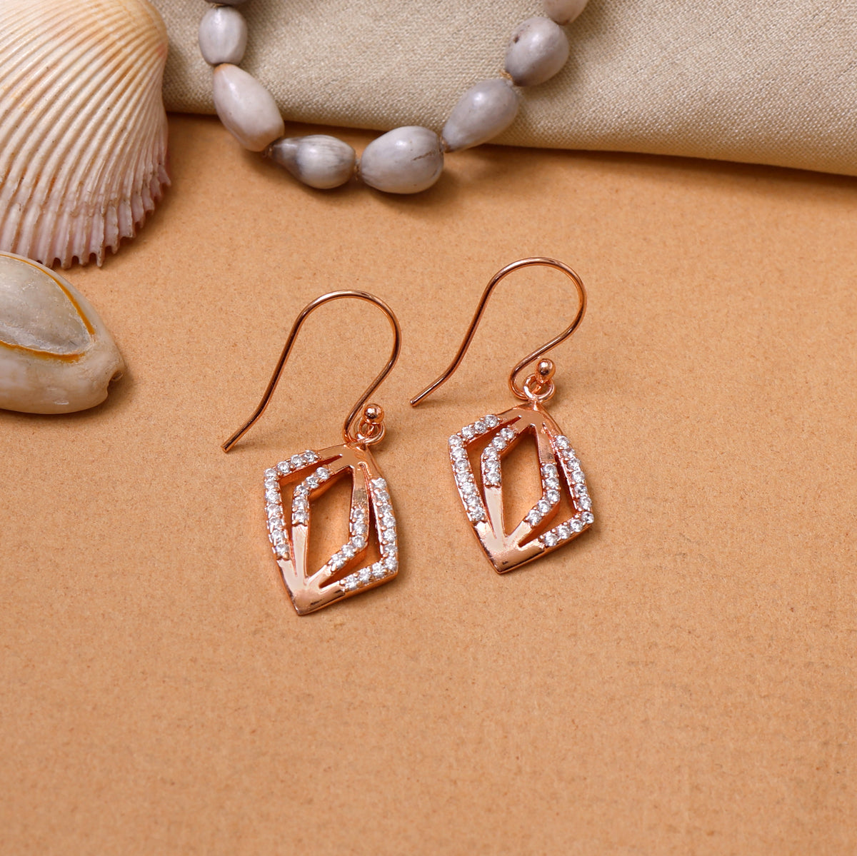 Rose gold diamond earrings for women | dangle jewelry
