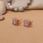 Load image into Gallery viewer, Rose Gold Square Stud Earrings with Cubic Zirconia | Women&#39;s Jewelry
