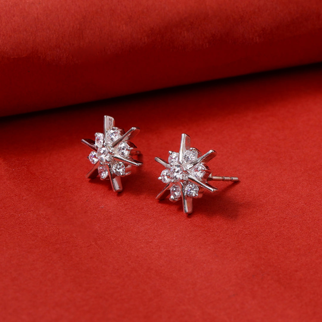 925 Silver Diamond Stud Earrings for Women | Gift Jewelry