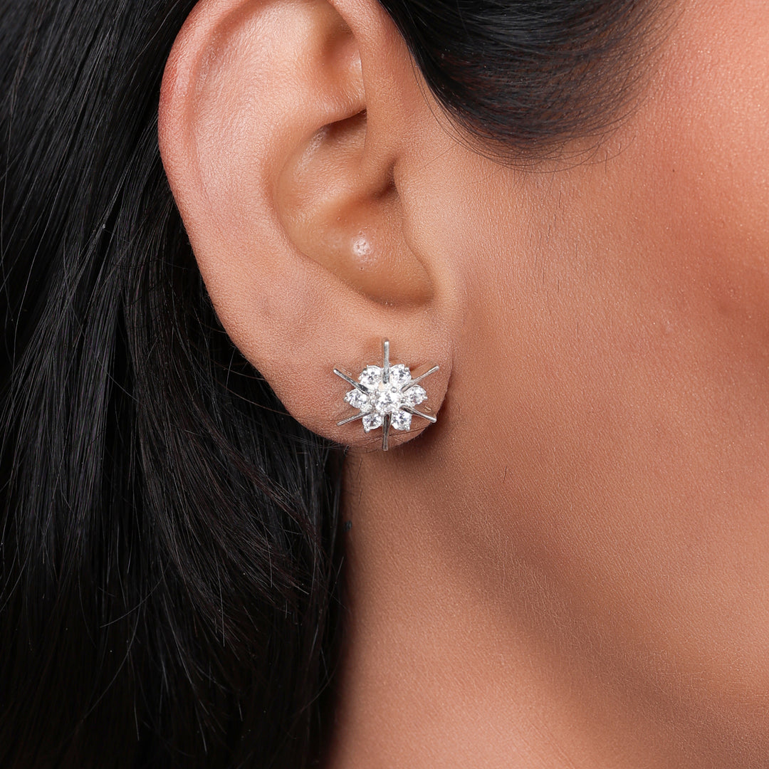925 Silver Diamond Stud Earrings for Women | Gift Jewelry