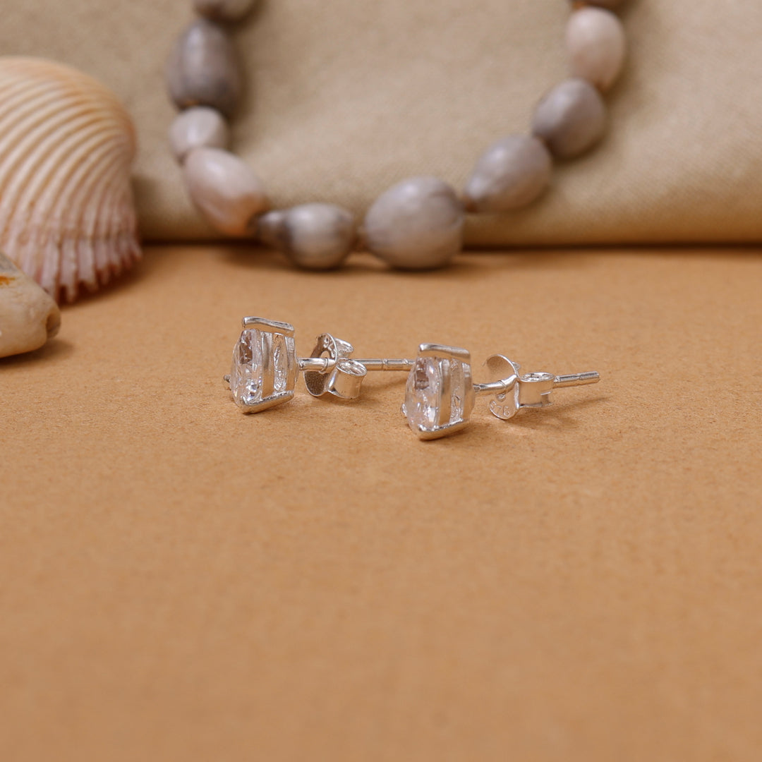 Pear Cut Diamond Stud Earrings | Silver | For Women