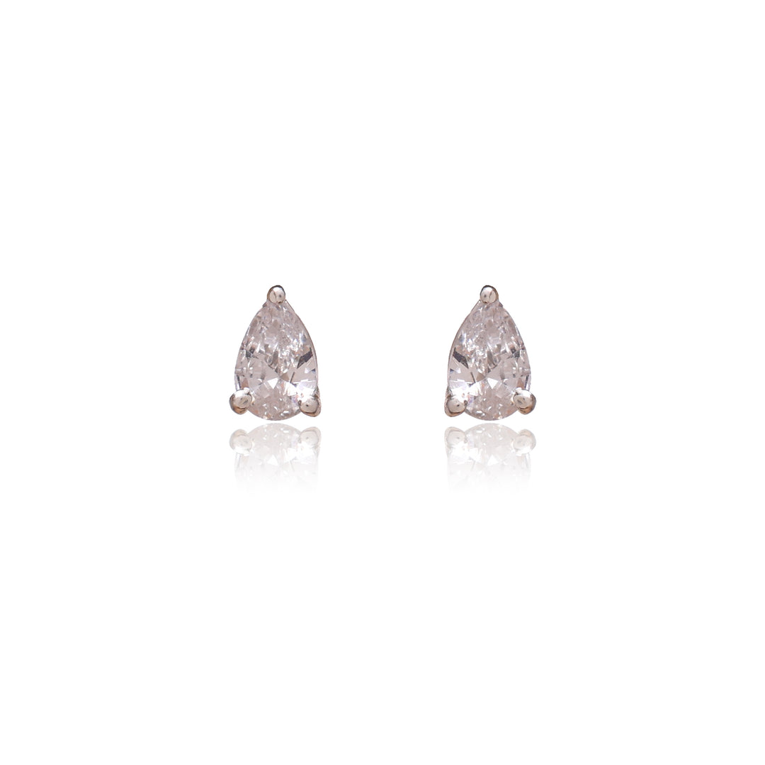 Pear Cut Diamond Stud Earrings | Silver | For Women