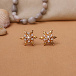 Load image into Gallery viewer, Gold Floral Stud Earrings with Diamonds | Women&#39;s Jewelry Gift
