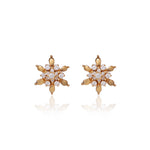 Load image into Gallery viewer, Gold Floral Stud Earrings with Diamonds | Women&#39;s Jewelry Gift
