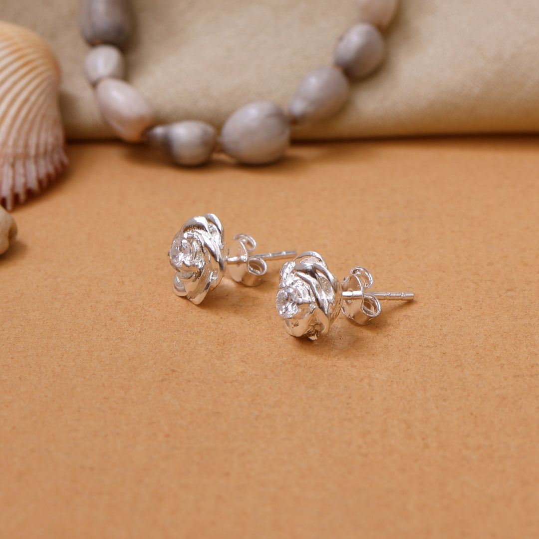 925 Silver Rose Stud Earrings for Women | Gift Jewelry