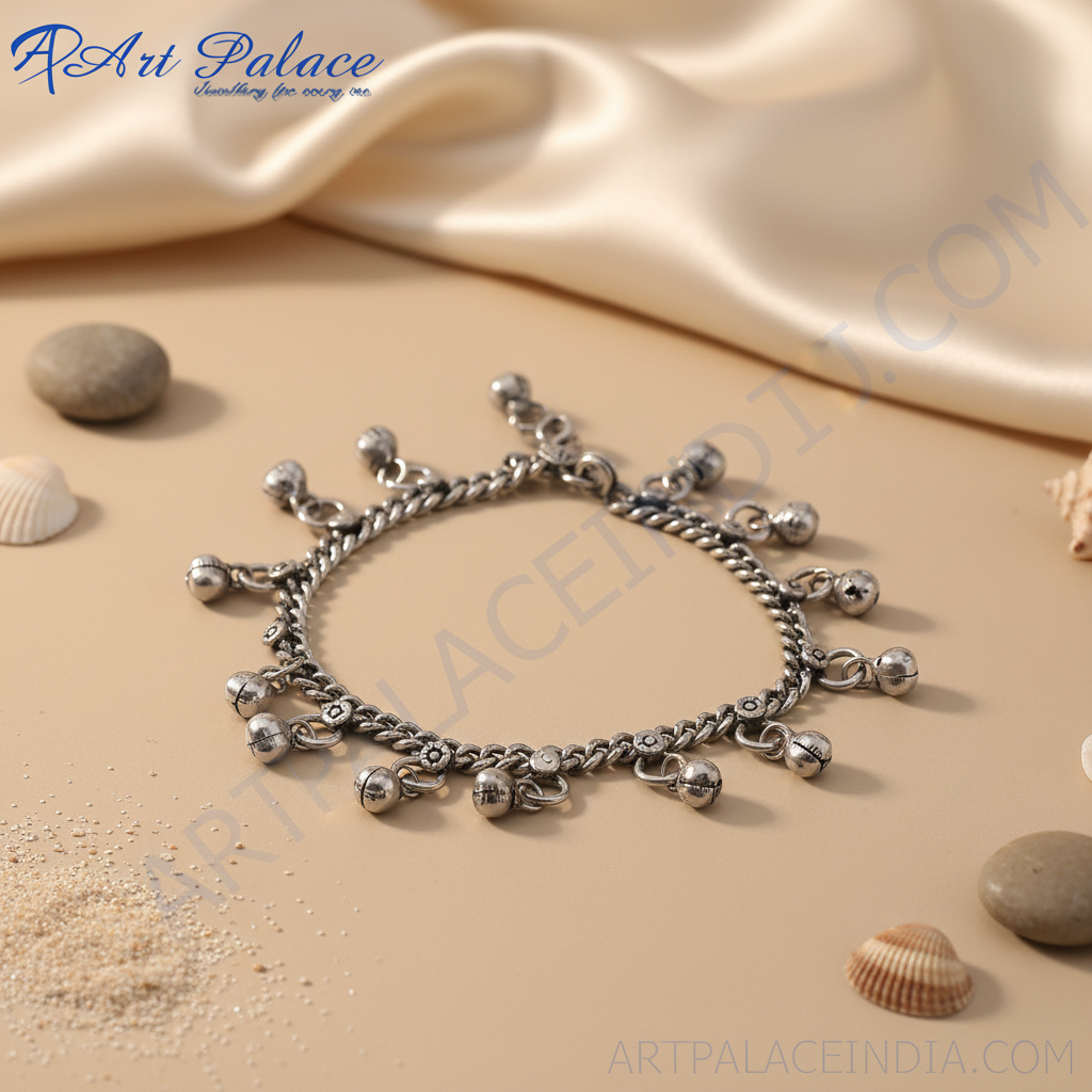 925 sterling silver anklet with delicate bells, perfect for adding a touch of bohemian flair to your style.
