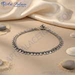 Load image into Gallery viewer, Silver chain anklet with round dangle charms, elegant women&#39;s jewelry.
