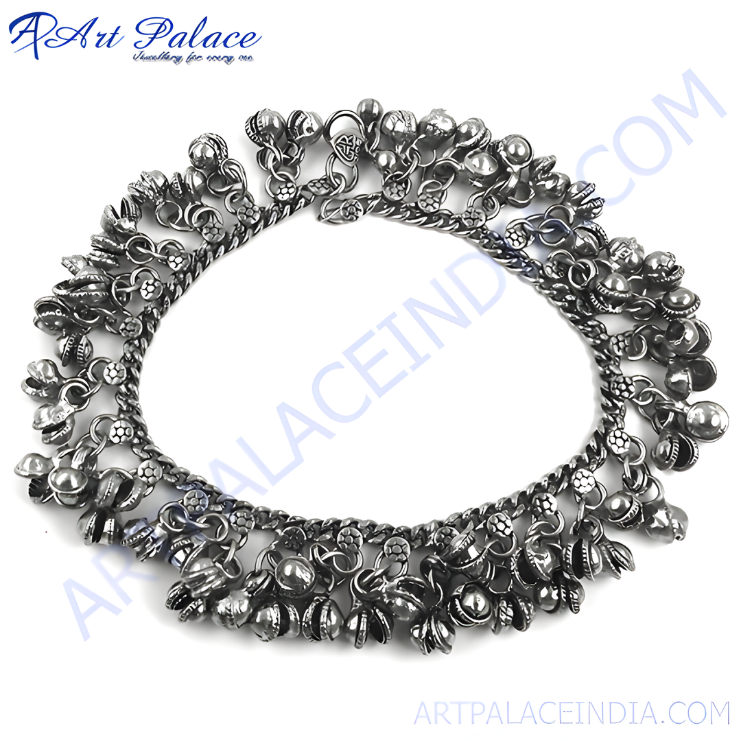 925 Silver Oxidized Anklet for Women | Ethnic Jewelry Gift