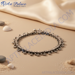 Load image into Gallery viewer, Silver anklet featuring an intricate design, perfect for women&#39;s foot jewelry and everyday wear.
