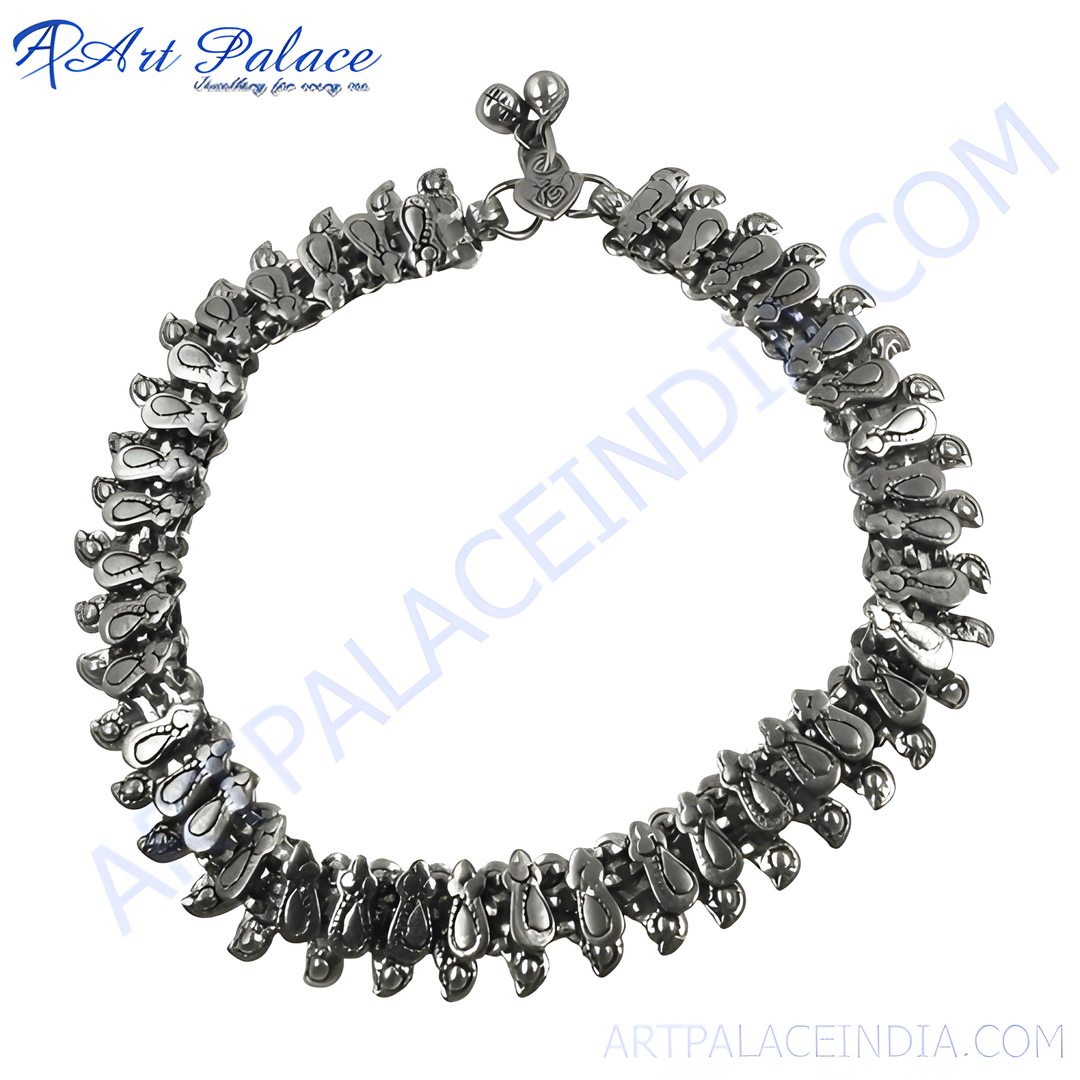 Silver Anklet for Women | Teardrop Design | Daily Wear Jewelry
